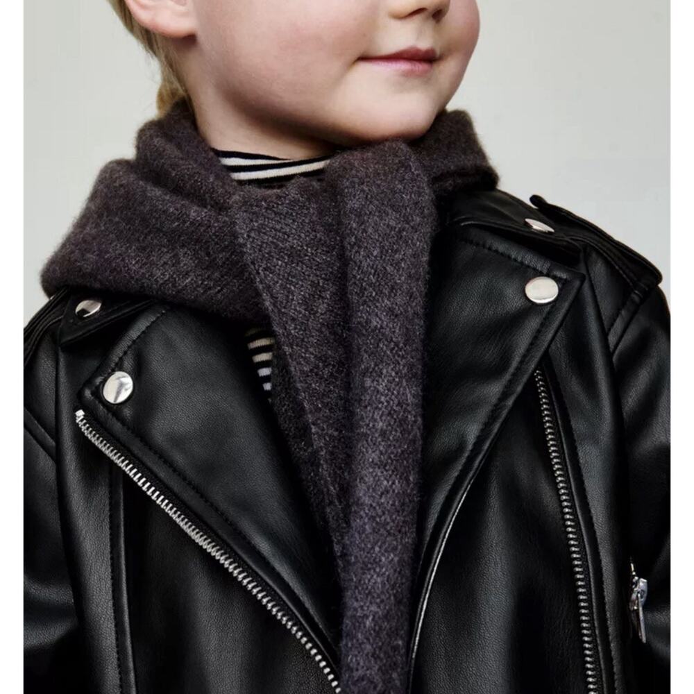Zara kids Black Faux Leather Motor Jacket Size. 3-4 Years Biker Style